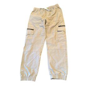 Colorful Planet Boys Utility Jogger Pants L 10/12 Beige Elastic Waist Drawstring